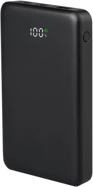 _Mega Brand 10,000 mAh Portable Battery, Fast Charging 20W Output, with Digital Readout, Black