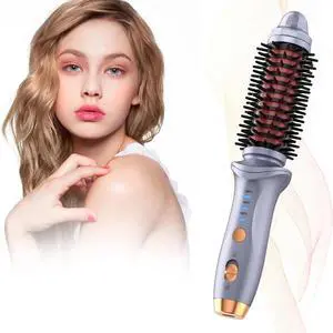 _Mega Brand Cordless Portable Curling Iron Brush for Women, Instant Hair Curler Brush Styling Comb, Adjustable Temperature, Portable Hair Curling Iron Brush for Travel, purple