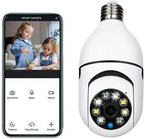 _Mega Brand 360 Degree Security Cameras Wireless Outdoor, 2.4GHz WiFi Light Bulb Camera, 1080p Wireless Cameras for Home Security, Indoor Security Camera System, Motion Detection, Two-Way Audio