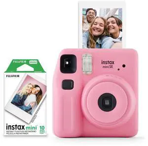 _Mega Brand Instax Mini SE Instant Camera with Bonus 10 Pack Mini Film, Pink (Value Pack)