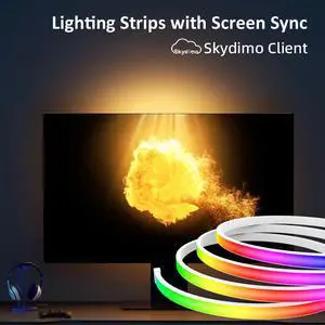 _Mega Brand Skydimo RGB Computer Ambient Lighting Strip with Screen Sync, Gaming LED Backlight for Monitors, Immersive RGB Lighting Effects for Gaming, Movies, and Cyberpunk Setup, USB-Powered