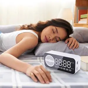 _Mega Brand Holloyiver Alarm Clock Radio with Bluetooth Speaker, Intelligent Sensing, Dual Alarm with Snooze, Large LED Display, Dimmer Control, USB Charging Output, Bedroom Home Office Decor