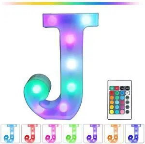 _Mega Brand Colorful LED Marquee Letter Lights with Remote  Light Up Marquee Signs  for Wedding Birthday Party Lamp Christmas Home Bar Decoration - J