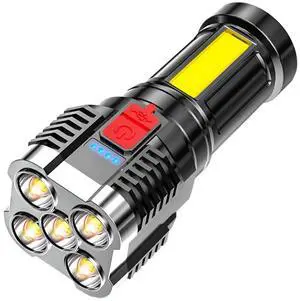 _Mega Brand Flashlight Rechargeable, High Lumens Tactical Flashlight, 5 Explosion LED Powerful Handheld Flashlights, 4 Modes Waterproof Flash Lights for Emergency Home Hiking Camping