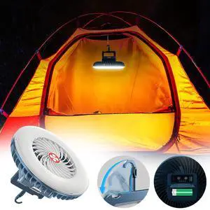_Mega Brand Camping Fan with Led Lantern - 1200mAh 6.6inch Rechargeable Battery Operated Tent Fan with Light and Hanging Hook for Outdoor Camping Tent Travel Fishing Emergency Power Outage
