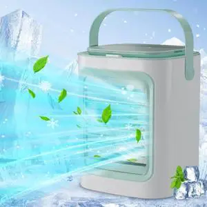 _Mega Brand Portable Air Conditioners, Evaporative Air Cooler with 2 Ice Packs, 3 Wind Speeds, 7 Color Night Light, USB Rechargeable Portable Mini AC Fan for Home Bedroom Office