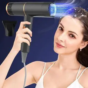 _Mega Brand Electric Hair Dryer, Low Noise Blow Dryer with 3 Modes, 1-5 Min Fast Drying, Protable Travel Hair Dryer for Women Men Straight Curly Hair