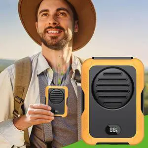 Clearance!_Mega Brand Portable Mini Waist Fan, 2000mAh Battery Powered Hands-free Wearable Fan With Digital Screen, 3 Speeds, Equipped with Lanyard, 3 In 1 Small Fan as Neck Fan Desk Fan Power Bank