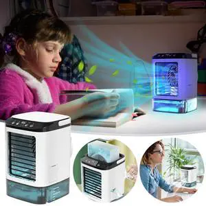 _Mega Brand Portable Air Conditioners with Handle, 900ml Evaporative Air Cooler with 3 Speeds & 2 Spray Modes & 7 Colors Night Light, USB Powered Personal Air Conditioner Fan for Room Office