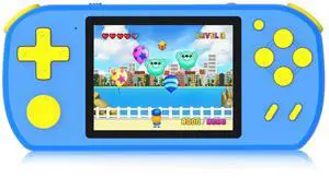 _Mega Brand Handheld Games for Kids Built-in 218 Video Games, Portable Kids Travel Toys for Ages 4-13 with Rechargeable Battery 3.0" HD Screen, Mini Gaming Player Birthday Gifts for Boys Girls (Blue)