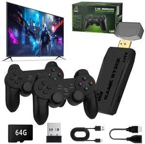 _Mega Brand Wireless Retro Game Console, Retro Game Stick with Built-in 9 Emulators, 64GB,20,000+ Games, Plug and Play TV Video Gaming Stick with Dual 2.4G Wireless Controllers