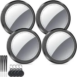 _Mega Brand Air Tracker Tags-4 Pack Black | Bluetooth Tracker Work with Apple Find My(iOS Only),Smart Tag with Protective Case/Keychain/Lanyard,Item Finder for Luggage/Key/Suitcase,Replaceable Battery