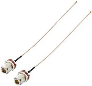 _Mega Brand Female to N Type Female Bulkhead Mount Pigtail Cable 8inch Low Loss RG178 Coaxial Jumper(2Pcs) for RF Applications,Base Stations,PCI WiFi Card,Wireless Router,Gateway etc