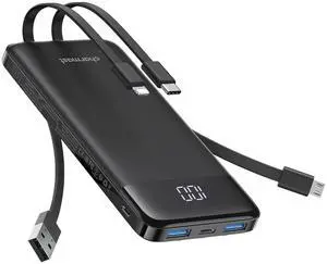 _Mega Brand Portable Charger with Built in Cables,10000mAh Slim Power Bank,15W USB C in&Out Port High Speed Charging External Charger,Battery Pack Compatible with iPhone 16 15 13 Samsung Google iPad