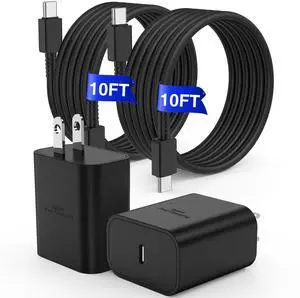 _Mega Brand  45W Super Fast Charger Type C, for Samsung Galaxy S25 S24 Charger Block with 10FT Type C Charging Cord for Samsung Galaxy S25/Ultra/S22/S21/Note10/20, iPhone 16/15 Pro,Pro Max