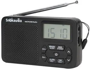 _Mega Brand Emergency Weather RadioAM/FM NOAA Portable Weather Radios with Dual Mode Storage, Digital Tuner, Sleep Timer for Home Outdoor Gift (Black)