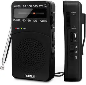 _Mega Brand J-166 Portable Radio AM FM, Battery Operated Radio with Tuning Light, Back Clip, Excellent Reception, AM FM Radios Portable, Transistor Radios