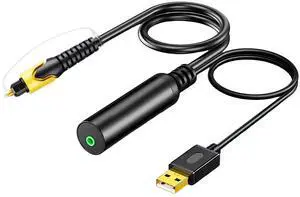_Mega Brand 3.5mm to Optical Audio Cable, Digital Fiber Optical to 3.5mm Jack Stereo Audio Cable with USB Power Cable for TV, Set-top Box, Sound Box, 30cm