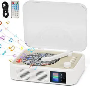 _Mega Brand CD Player Portable Bluetooth LED Desktop _Mega Brand CD Players for Home with Speakers Rechargeble Battery Small Compact Vintage CD Player with Bluetooth Out & Input, USB, AUX Out