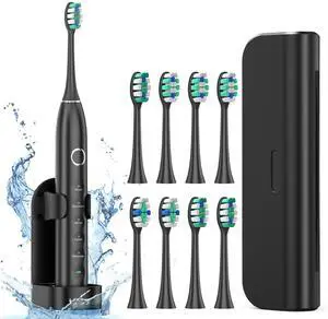 _Mega Brand Electric Toothbrush for Adults with 8 Brush Heads, Sonic Toothbrush Rechargeable with a Holder & Travel Case, 2.5 Hours Charge for 120 Days Use