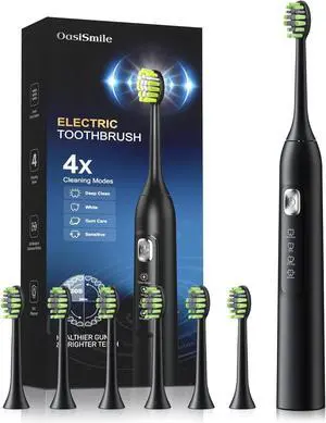 _Mega Brand Electric Toothbrush for Adults, 4 Cleaning Modes Sonic Toothbrush with 6 Brush Heads,42000 VPM,120-Day Battery Life, IPX7 Waterproof Rechargeable Toothbrushes Built-in Smart Timer for Home