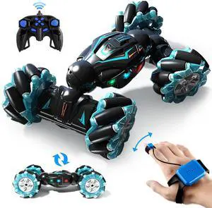 _Mega Brand RC Stunt Car, 2.4GHz 4WD Gesture Sensing Remote Control Car with Lights Music 360° Rotating Vehicles