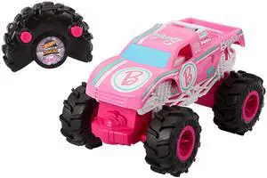 _Mega Brand Barbie Monster Truck RC, Battery-Powered Remote-Control Toy Truck in 1:24 Scale