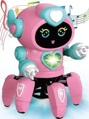 _Mega Brand Robot Toy for Kids,Smart Electronic Walking Dancing Robot Toys with Flashing Lights and Music,Toddler Toys for Birthday Christmas Presents for 3+ Boys Girls,Pink