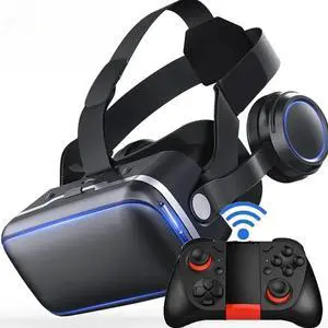 _Mega Brand [Upgraded version]2023 VR Glasses with Remote Controller,3D Glasses Virtual Reality Headset for VR Games & 3D Movies,Eye Care System for iPhone and Android Smartphones 3D VR GlassesBlack