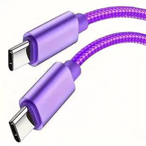 _Mega Brand USB-C to USB-C Fast Charging Cable Charger Type-C Data Sync Cord Compatible with iPhone 15 Pro Max/ 15 Pro/ 15 Plus / 15, Samsung Galaxy S24 S23 S22 S21 Ultra Plus, and more, Purple, 10FT