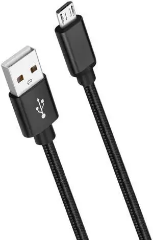 _Mega Brand Micro USB Cable 15FT, _Mega Brand Android Charger Cable Data Sync and Fast Charging Nylon Braided Cord Compatible with TV Stick, PS4, Chromecast, Power Bank, Android Phone, Black