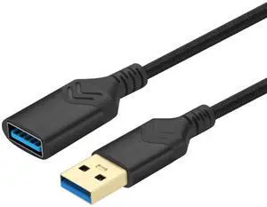 _Mega Brand USB 3.0 Extension Cable 15FT, Lonian USB A Male to Female Cord Extender Durable Braided High Data Transfer Compatible with Printer, USB Keyboard, Flash/Hard Drive, Black