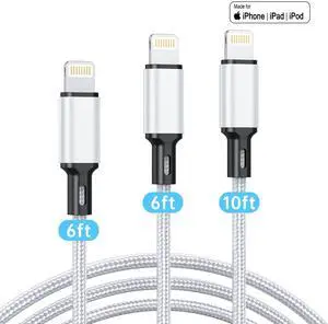 _Mega Brand 3Pack Lightning Charger Cord, Long USB Lightning Cable 6/6/10 Feet,High/Data Sync 6&10 Feet iPhone Charging Cable Compatible for Apple iPhone 14/13/12/11 ProMax/XS/XR/8/iPad