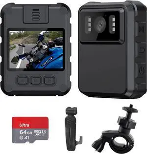 _Mega Brand Police Body Cameras with Audio and Video Recording, Body Mounted Video Camera Built-in 64GB, Personal Wearable Cam with 2.0 Screen, Night Vision, IP65, for Police Law Enforcement