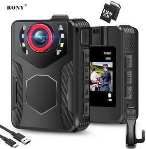 _Mega Brand 128GB Wearable Body Camera with Audio and Video Recording, 1080P FHD Body Cam with IR Night Vision for Law Enforcement Security Guard Civilian