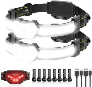 _Mega Brand EXIN DECHEN LED Headlamp Rechargeable, 1200 Lumen Super Bright Headlamp Flashlight, 270° Wide Beam LED Headlamps with Red Taillight, 8 Mode Lightweight Waterproof Head Lamp