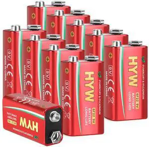 _Mega Brand 10 Pack 9 Volt Batteries, Long-Lasting Alkaline 9V Battery for Smoke Detector, Guitar Pedals