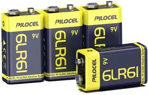 _Mega Brand 9V Batteries 4 Pack, 9 Volt Alkaline Battery, Long-Lasting 9V Battery for Smoke Detector, 10-Year Shelf Life, 4 Count