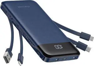 _Mega Brand Portable Charger with Built in Cables, Power Bank with Cords Wires, Slim 10000mAh Travel Battery Pack 6 Outputs 3 Inputs 3A Fast Charging for Samsung Google Pixel LG Moto iPhone iPad