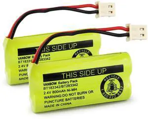 _Mega Brand BT183342/BT283342 2.4V 800mAh Ni-MH Battery Pack,Compatible with AT&T VTech Cordless Phone Batteries BT166342/BT266342/BT262342 CS6709 CS6609 CS6509 CS6409 EL52100 EL50003 (Pack 2)