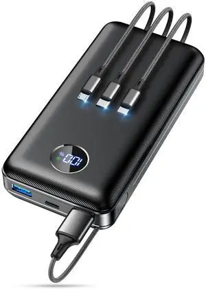 _Mega Brand Portable Charger Power Bank - 60,000mAh Battery Pack, 22.5W Fast Charging Phone Charger with USB-C/iOS/Micro-USB Cable, Powerbank for iPhone 16 15 14 13 12 Samsung Google
