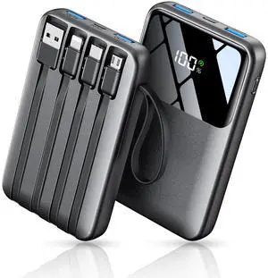 _Mega Brand 15000mAh Portable Charger with Built in Cable, 22.5W Fast Charging, 6 Outputs, Slim Travel Essential Battery Pack with LED Display, Compatible with iPhone 16/15/14/13, Samsung, iPad, etc