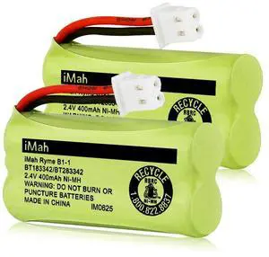 _Mega Brand BT183342/BT283342 2.4V 400mAh Ni-MH Battery Compatible with AT&T CL82207 EL52100 EL50003 VTech CS6709 CS6609 CS6409 BL102-3 Handset Replace Battery BT166342 BT266342 BT162342 BT262342