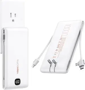 _Mega Brand Portable Charger with Built in Cables 10000mAh, Power Bank for iPhone with Wall Plug, Travel Essential Fast Charging USB C Slim External Battery Pack for iPhone16/15/14, Samsung, iPad, etc