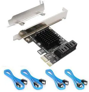 _Mega Brand SATA Card PCIE 3.0, 4 Port with 4 Cables, Controller Expansion Card with Low Profile Bracket, Non-Raid, Boot as System Disk, Support 4 SATA 3.0 Devices
