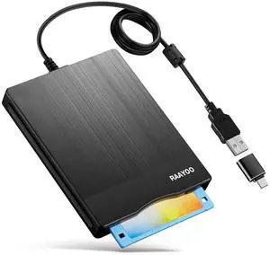 _Mega Brand Floppy Disk Reader, External Portable USB A/C 3.5 inch USB Floppy Disk Drive for PC Laptop Notebook Computer with Windows 11/10, 3.5inch, Brushed Striation