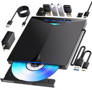 _Mega Brand Support for Blu-ray Drive, Support for Blu-ray DVD/CD Player/Read/Write, USB 3.0 &/Type-C, Support for Blu-ray Player, Windows 7-11 & Mac, PC-Compatible, M-DISC(Black)