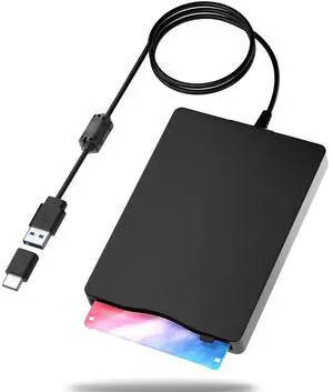 _Mega Brand Floppy Disk Reader,External Floppy Drive, 3.5" USB &Type C Floppy Disk Reader Portable 1.44 MB FDD for PC, Laptop and Desktop Compatible with Windows 2000/XP/Vista/7/8/10/11