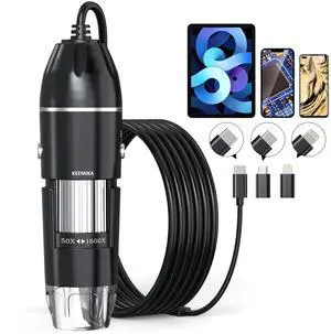 _Mega Brand USB Digital Microscope,50x-1600x Magnification Handheld,1440P HD 8 LED Lights,Portable Pocket Microscope,Compatible with iOS and Android Devices,2MP Magnifier Microscopes Camera for Adults