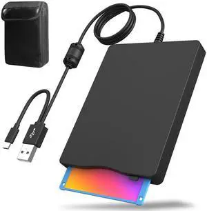 _Mega Brand External Floppy Disk Drive with Carrying Case  3.5 inch Floppy Disk Reader USB 3.0/Type-C Compatible, Portable and Lightweight for PC, Laptop, and Retro Gaming Windows 11/10/8/7/2000/XP